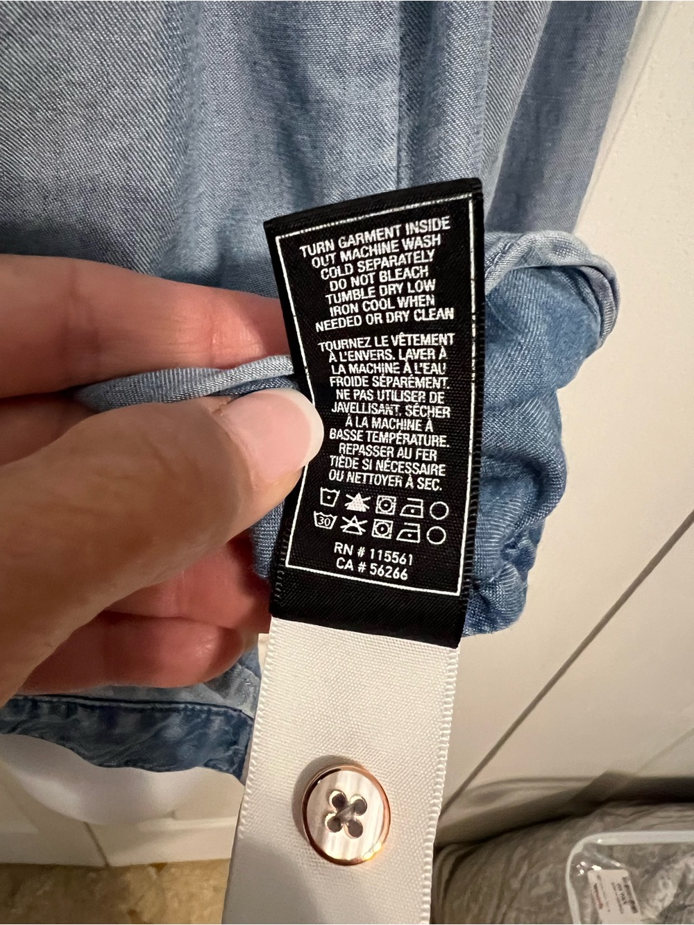 7 For All Mankind Light Blue Denim Button-Down Shirt - Picture 7 of 7